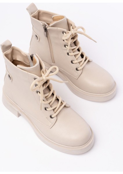 02-2003 Bej Bağcıklı Fermuarlı Günlük Kadın Bot modelleri