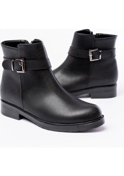 165-204 Siyah Toka Aksesuarlı Fermuarlı Günlük Kadın Bot modelleri