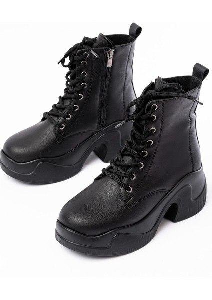 FZ-2550 Siyah Yüksek Tabanlı Bağcıklı Fermuarlı Günlük Kadın Bot indirimleri
