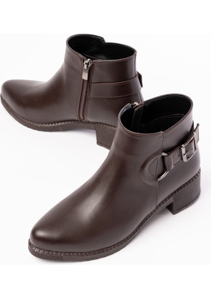 270-3030 Kahverengi Toka Aksesuarlı Fermuarlı Günlük Kadın Bot indirimleri