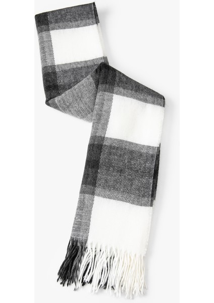 Atkı Ekose Yumuşak Dokulu Püsküllü