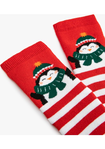 Soket Çorap Penguen Baskılı Yılbaşı Temalı modelleri