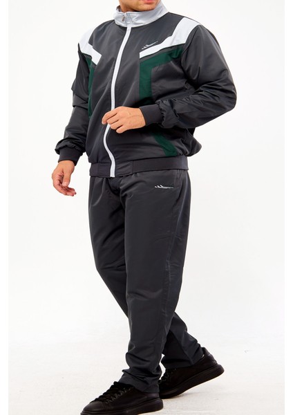 Erkek Antrasit Yarım Balıkçı Yaka Düz Paça Maraton Büyük Beden Eşofman Takımı EDY2637B-A modelleri