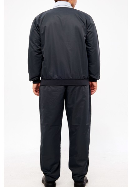 Erkek Antrasit Yarım Balıkçı Yaka Düz Paça Maraton Büyük Beden Eşofman Takımı EDY2637B-A fırsatları