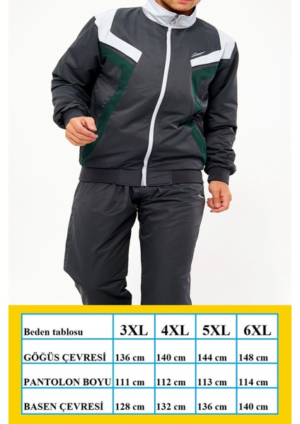 Erkek Antrasit Yarım Balıkçı Yaka Düz Paça Maraton Büyük Beden Eşofman Takımı EDY2637B-A indirimleri