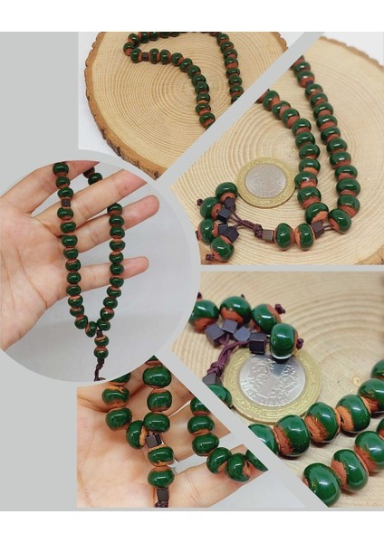 Anadolu Toprağı Serisi 33’lük Yeşil Renk Seramik Boncuk Tesbih 8-9mm (54264)
