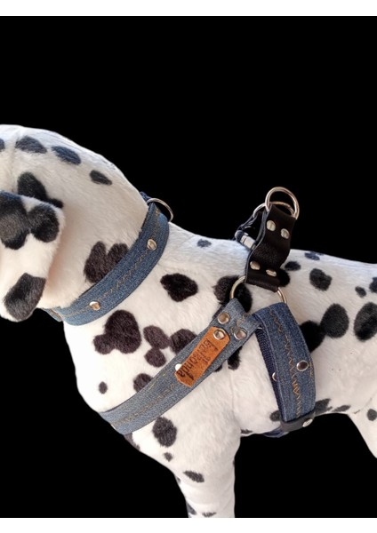 Köpek göğüs tasması boyun tasmalı takım orta ırk kot zımbalı göğüs ölçüsü:40-75cm boyun ölçüsü:L.35-46cm ayarlamalı/20-40 kg dog harness TB4-9 fiyatları