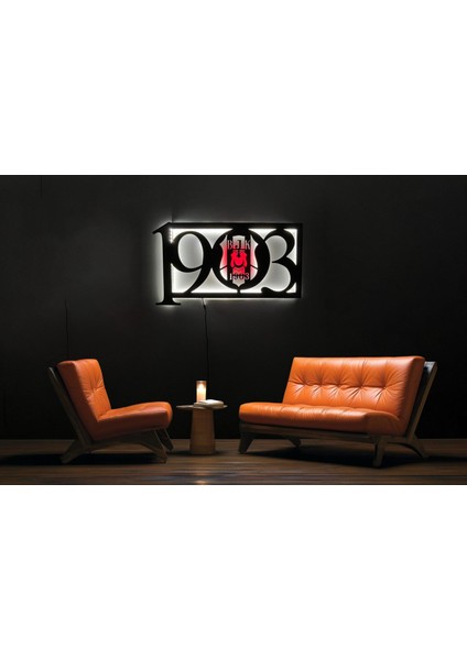 1903 Yazılı LED Işıklı Tablo, Duvar Dekor Ahşap, Neon Işık, Duvar Süsü,