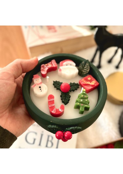 Yılbaşı Noel Mumu - Kış Temalı Noel Baba Yııbaşı Ağacı Kardan Adam Baston Şeker Kokina