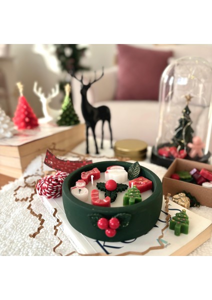 Yılbaşı Noel Mumu - Kış Temalı Noel Baba Yııbaşı Ağacı Kardan Adam Baston Şeker Kokina fiyatları