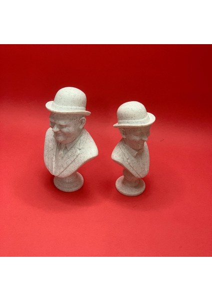 3d Laurel & Hardy Büst - Figür - 10 Cm Mermer Görünümlü