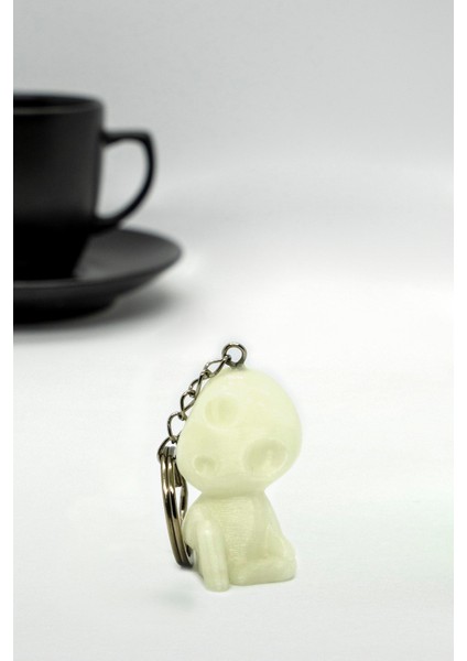 Kodama Hayalet Figür Yan Kafa Fosforlu Yeşil 3D Anahtarlık