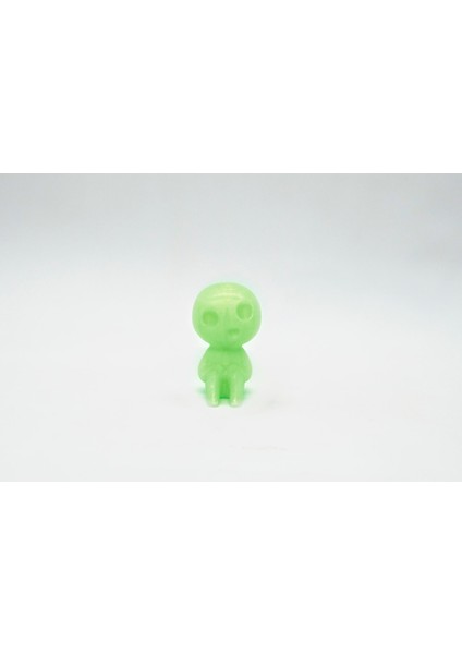 Kodama Hayalet Figür Yuvarlak Kafa Fosforlu Yeşil 3D Model