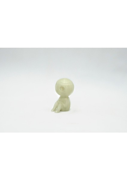 Kodama Hayalet Figür Yuvarlak Kafa Fosforlu Yeşil 3D Model