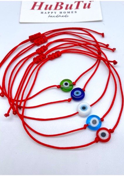 5'li Hediyelik Nazar Boncuğu Arkadaşlık Kırmızı Ip Bilekliği Seti
