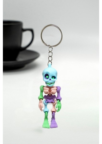 Iskelet Pastel Renkli 3D Hareketli Anahtarlık