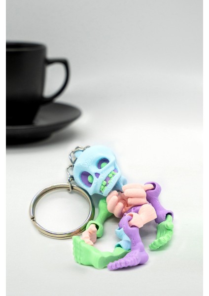 Iskelet Pastel Renkli 3D Hareketli Anahtarlık