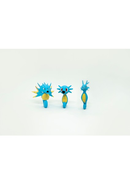 Horsea - Seadra - Kingdra Pokemon 3D Model Evrim 3lü Tüm Set