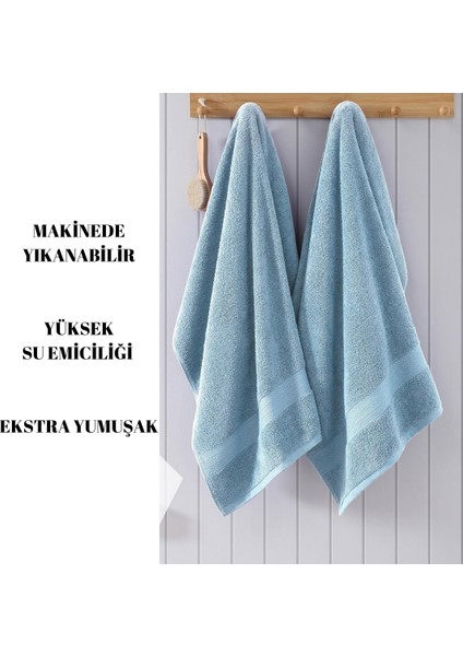 Mavi 70X140 Çizgili Pamuk Yumuşak Banyo Duş Havlusu Bir Adet
