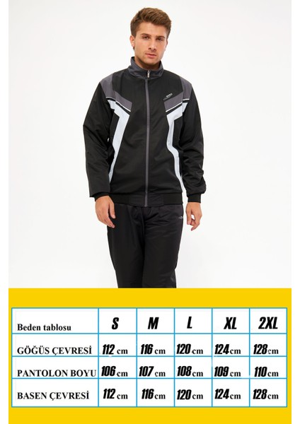 Erkek Siyah Yarım Balıkçı Yaka Düz Paça Boydan Fermuarlı Marathon Eşofman Takımı EDY2637S fırsatları