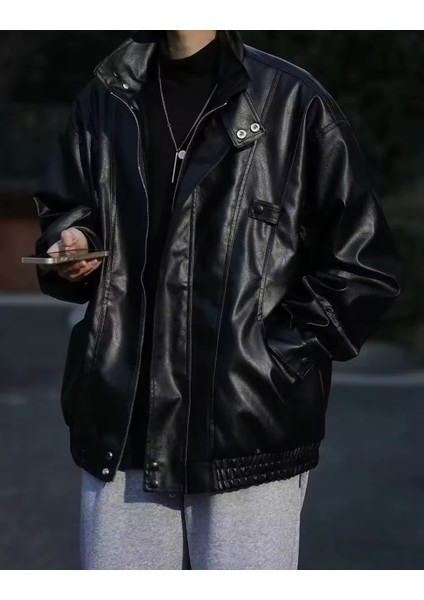 Ultra Ovarsize Hakiki Deri Unisex Hip Hop Ceket Tarzı Mont