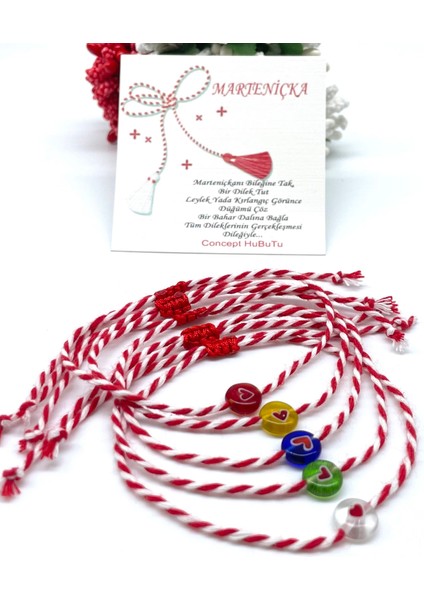 5'li Kartlı Jelatinli Yılbaşı Hediyelik Kalpli Marteniçka Bilekliği Seti modelleri