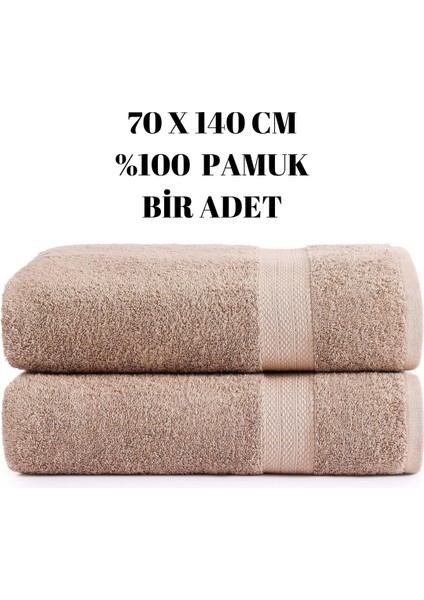 Kahverengi 70X140 Çizgili Pamuk Yumuşak Banyo Duş Havlusu Bir Adet