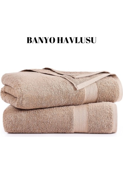 Kahverengi 70X140 Çizgili Pamuk Yumuşak Banyo Duş Havlusu Bir Adet