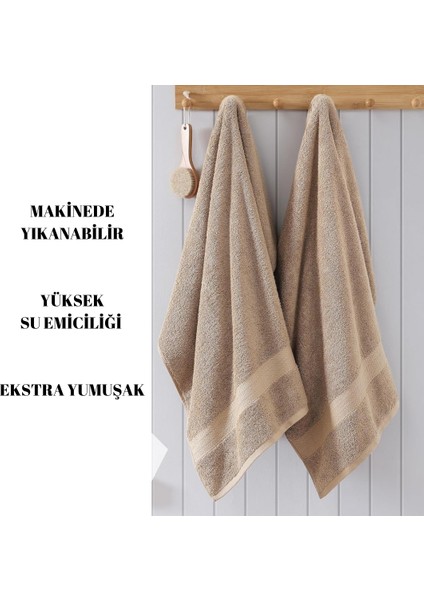 Kahverengi 70X140 Çizgili Pamuk Yumuşak Banyo Duş Havlusu Bir Adet