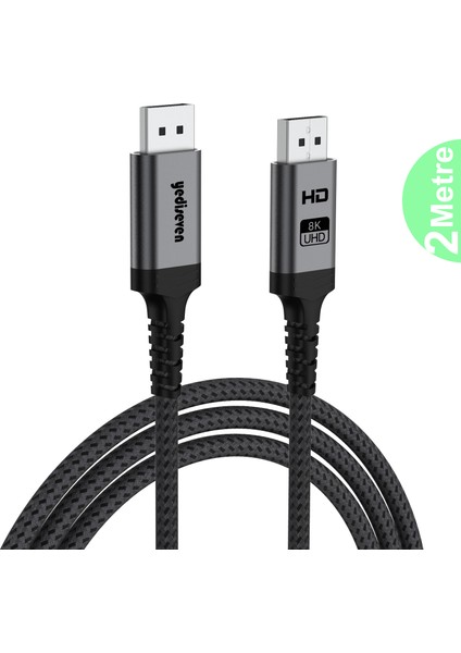 Displayport To Displayport Dp 1.4 8K@60Hz Görüntü Aktarma Kablosu 2 Metre