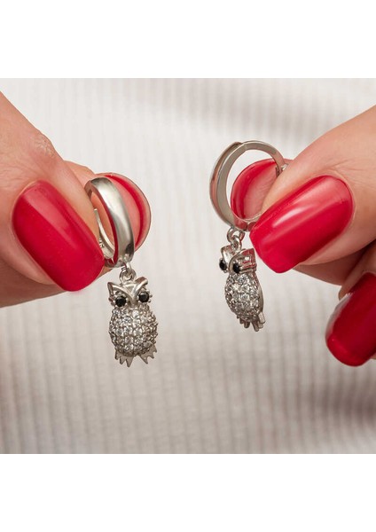Gümüş Sallantılı Baykuş Kadın Küpe