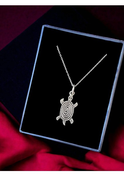Kaplumbağa Parlak Unisex Tasarım 925 Ayar Gümüş Kolye fiyatları