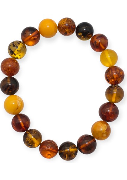 Küre Kesim Kehribar Doğal Taş Bileklik