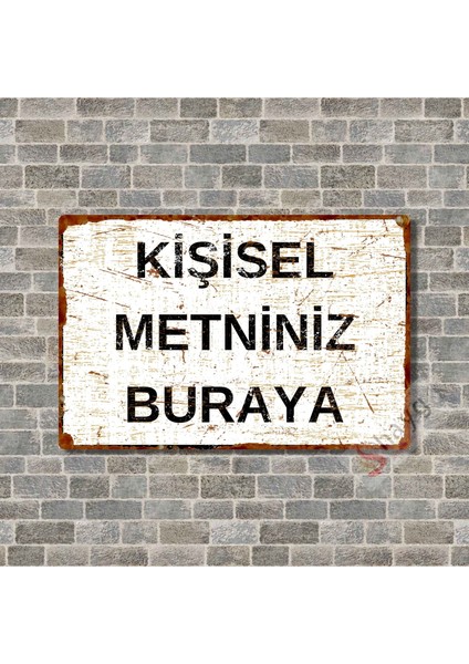 Kişiselleştirilebilir Metal Pas Görünümlü Duvar Levhası - Alüminyum Tabela - 15CM x 22,5cm - Beyaz fiyatları