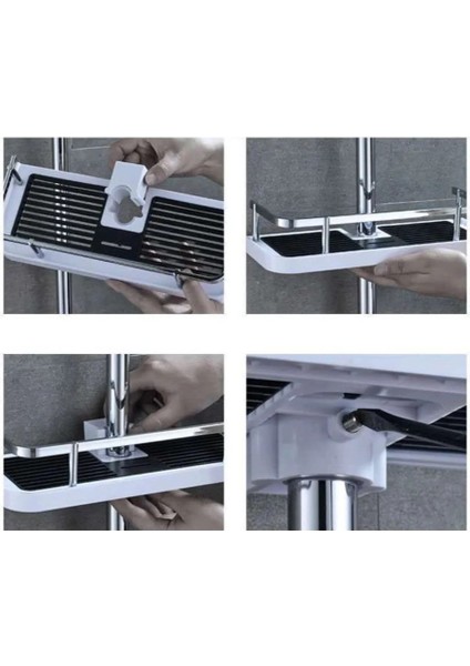 Krizantem Banyo Rafı Şampuanlık Krom Kaplama Metal Korumalı Banyo Organizeri Duş Organizeri fırsatları