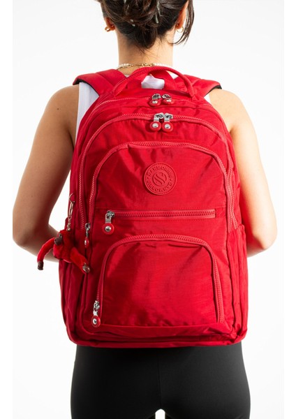 Unisex Suya Dayanıklı Renkli Krinkıl Kumaş Çok Gözlü Orta Boy Laptop Okul ve Sırt Çantası PS3013 fırsatları