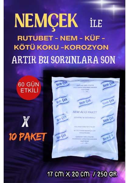 Nemçek Nem Emici Çekici Rutubet Alici Küf Önleyici Kötü Koku Giderici 2000 gr (10 Paket)