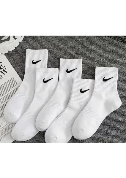 Worthy Socks 4'lü Erkek Çizgili Pamuklu Beyaz Spor Tenis Kolej Çorap