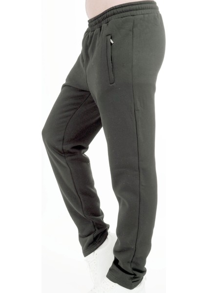 Erkek Açık Haki Üç Iplik Şardonlu Fermuarlı Cepli Düz Paça Kışlık Eşofman Altı EDY201302AH fiyatları