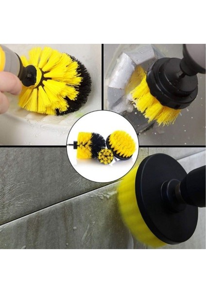 Orijinal Banyo Küvet Duşakabin Oto Lastik Koltuk Yıkama Temizleme Fırçası 3lü Set Matkap Uçlu