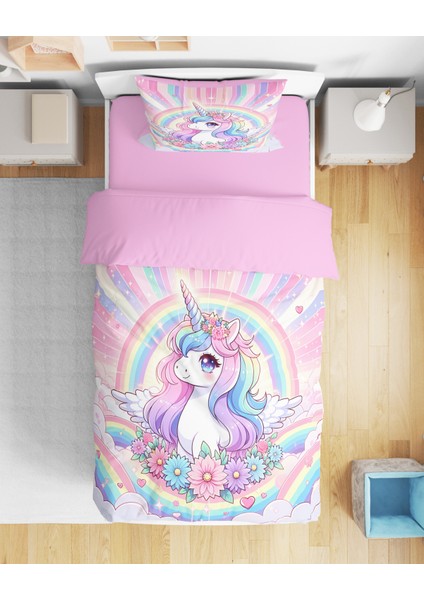 Unicorn 3D Dijital Baskılı Tek Kişilik Nevresim Takımı Genç Nevresim Takımı