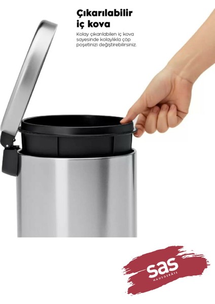 Siyah Pedallı Banyo & Mutfak Çöp Kovası 3LT