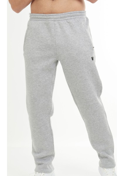 Kar Melanj Erkek Üç Iplik Şardonlu Fermuarlı Cepli Düz Paça Kışlık Eşofman Altı EDY201302KM