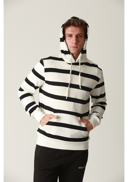 Erkek Çizgili Kapüşonlu Sweatshirt modelleri