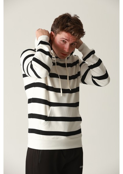 Erkek Çizgili Kapüşonlu Sweatshirt fırsatları