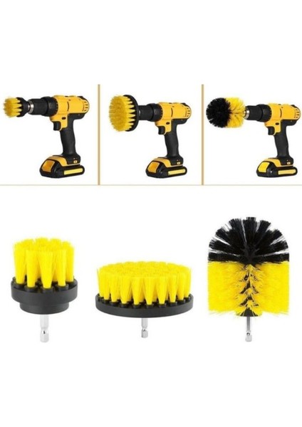 3lü Set Matkap Ucuna Takılabilen Banyo Küvet Duşakabin Oto Lastik Koltuk Yıkama Temizleme Fırçası fırsatları