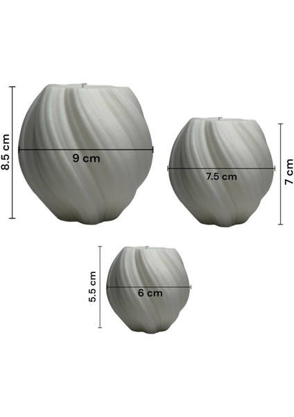 Dekoratif 3 Lü Dönence Model Mum - Kokulu Vegan Soya Wax Mumu