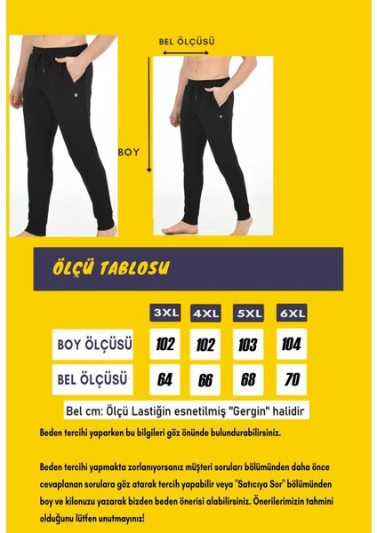 Siyah Erkek Iki Iplik Klasik Model Cepli Manşetli Paça Büyük Beden Eşofman Altı EDY5428B-S