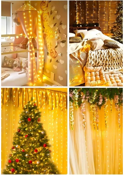 Krizantem 3 Metre Kumandalı 8 Ayrı Moda Sahip 3mx3m ( 300 Cm X 300 Cm ) Perde Led Peri Led Usb modelleri