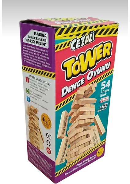 Cezalı Tower - Denge Oyunu Ahşap Bloklar 54 Parça